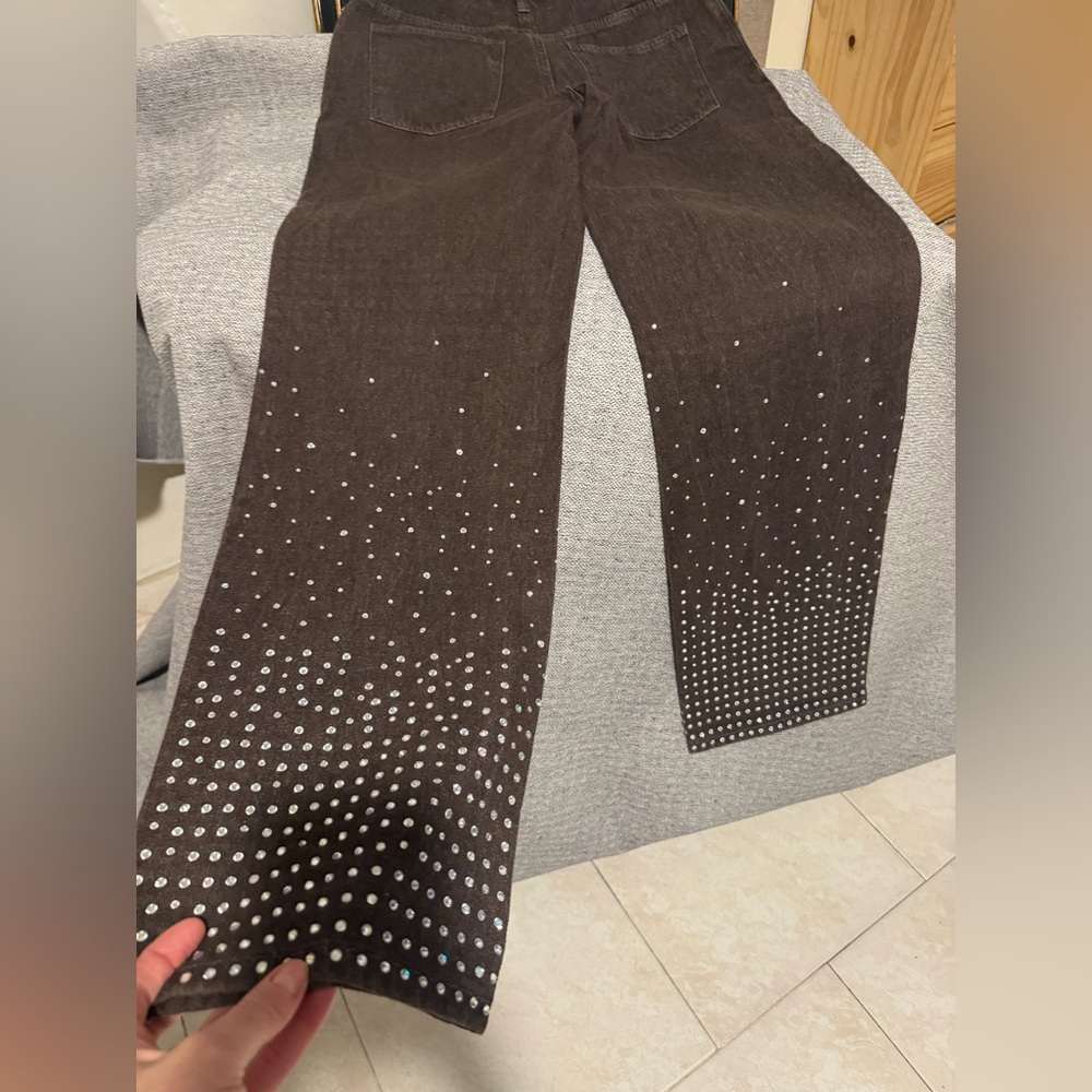 🆕 Studded Straight Leg Black/Brown Wash Studded Jeans